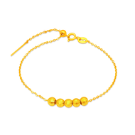 TAKA Jewellery 999 Pure Gold Ball Charm with Silver Bracelet