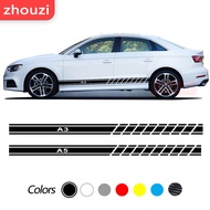 For Audi A4 B5 B6 B7 B8 A3 8P 8V 8L A5 A6 C6 C5 C7 A1 A7 A8 Q2 Q3 Q5 Q7 TT RS3 RS4 Custom Car Door Side Skirt Sticker Ac