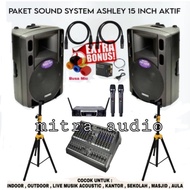 Paket Karaoke Speaker Ashley 15 Inch Aktif Mixer Ashley ( Set 2 )