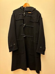 Uniqlo+J-羊毛混紡牛角扣大衣-黑色M號