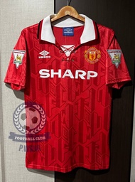 New !! เสื้อฟุตบอลย้อนยุค Retro  แมนยู Home ปี 1992 เฟล็ก David Beckham, Paul Schole, Eric Cantona, 