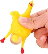 1Pc 3.9 * 2.4inch Yellow Funny Chicken Keyring Keychain, Mini Rubber Squeeze Chicken Toy Pendant for