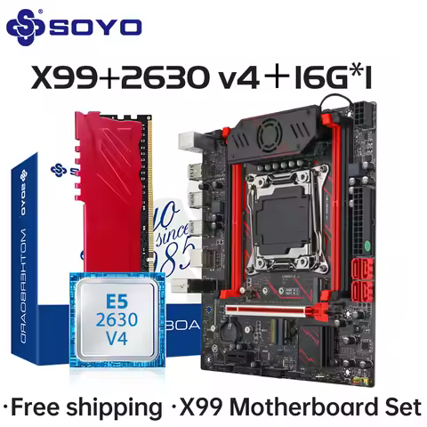 Gaming Motherboard Set SOYO X99 C612 with Intel Xeon E5 2630 V4 CPU DDR4 16G*1 2133MHz RAM Desktop C