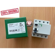 SCHNEIDER EZ9R36463 Easy9 Residual Current Circuit Breaker - 4P - 63 A - 30 mA - AC type - 400 V