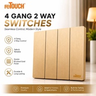 RETOUCH ULTRA RIMLESS SERIES 4 GANG 2 WAY SWITCH GOLD