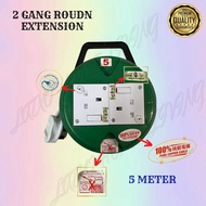 [SIRIM]5M,7M,10M 40/016 / 2 Gang Round Extension Box Cable Reel Socket Sirim Approve Portable Extension Sock