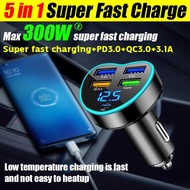 5 in 1 super fast charging LCD display 12-24V in car charger fast charging usb car charger adapter f