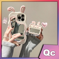 Hot sales「Qc」Cute Rabbit Ear Mirro iPhone case&amp;AirPods case full edge  iphone 14 case iphone 13 case iphone 12 case iphone 11 case AirPod case AirPod pro case AirPod pro 2 case