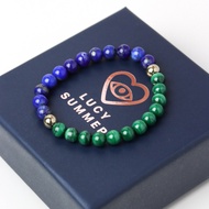 LUCY SUMMER กำไลข้อมือหินแท้  Lapislazuli Malachite Pyrite (กำไลหินแท้ รับประกันหินแท้)