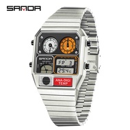 SANDA SANDA 3192 Electronic Watch Square Steel Band Electronic Watch Thermometer Stopwatch Chronogra
