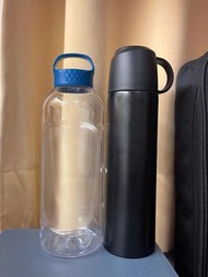保溫水壺 Metal Water Bottle Thermos Stainless Steel Tumbler + Plastic Bottle Decathlon