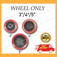 3", 4", 5" HEAVY DUTY RED PU CASTOR/CASTER ROLLER RODA WHEEL/REPLACEMENT TROLLEY WHEEL