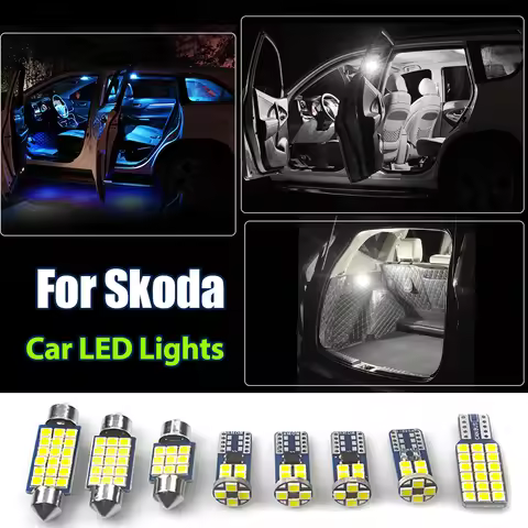For Skoda Octavia 2 3 A5 A7 Fabia MK1 MK2 MK3 Superb 2 Kodiaq Rapid Roomster Sedan Combi Car LED Int