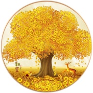 DIY living room 5D Round full beads Amass Fortunes Macrocarpa Money Tree Gold at All Ground Elegant diamond painting,beads painting