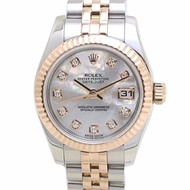 ROLEX 勞力士 Datejust 10P 鑽石 179171NG 白色貝殼 K18PG 粉紅金 x 不鏽鋼 女士腕錶 40009 手錶