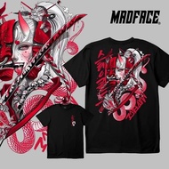 Geisha Tshirt Hannya Mask Swordsman Venomous Snake Line Tattoo Geisha Design T-shirt