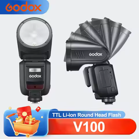 Godox V100 TTL Li-ion Round Head Camera Flash High-speed Sync 2.4G Wireless Sync Touchscreen 70Full-