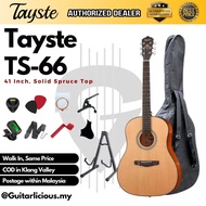 Tayste 41 inch Solid Spruce Acoustic Guitar with Sapele Side ( TS-66-N / TS66 ) Gitar akustik kapok tong beginner solid