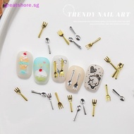 greatshore  50Pcs Mixed Ins Niche Tableware Series Spoon Fork Nail 3D Metal Nail Mold Nail Decoratio