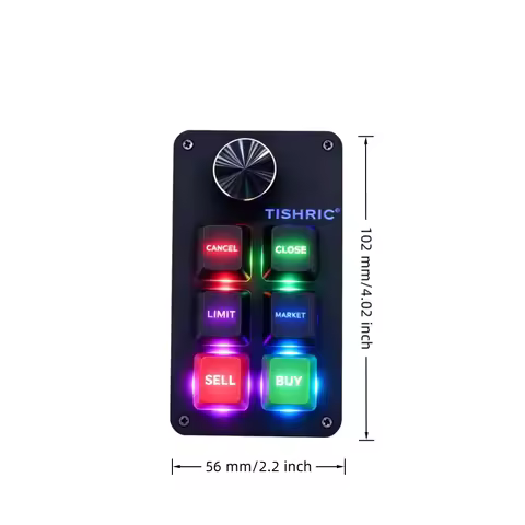 TISHRIC Mini Custom Trading Keyboard Stock Trading 6-key 1-knob Keypad Type-C Macro RGB Keyset for S