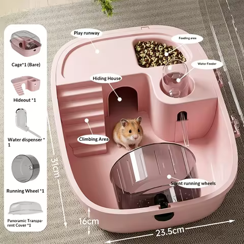 Luxury Large Capacity Hamster Golden Hamster Cage Habitat Villa Large 2-Layer Platform Cage Hiding N