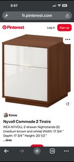 栗木色白色床头柜 NYVOLL 2-drawer Nightstand (Brown/White)