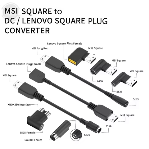 D​C Power Adapter Connector Cable Cord for MSI GE76 GE66 Raider GP76 GP66 GT83VR 7.4x5.0 5.5x2.5mm t