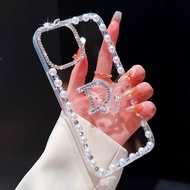 Rhinestone Phone Case Oppo A17 A57 2022 A77S A96 A95 A76 A74 5G A54 A55 A94 A92 A52 Phone Case Luxury Bling Glitter Diamond Pearl Rhinestones Flower Phone Case For Lady Girls