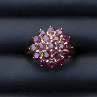 แหวนพลอยทับทิม(Natural Ruby) สีชมพูแดง จากประเทศโมซัมบิ เรือนเงินแท้ 92.5%ชุบทอง  ไซส์นิ้ว 52 หรือเบอร์ 6 US