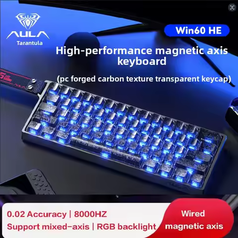 Hot Sale AULA WiN 60 Magnetic Axis Keyboard RT Custom Mechanical Wired Connection for Gaming with We