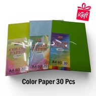 KB MIX COLOR PAPER 30 PCS  80GSM/LIGHT/DEEP/CYBER COLOR
