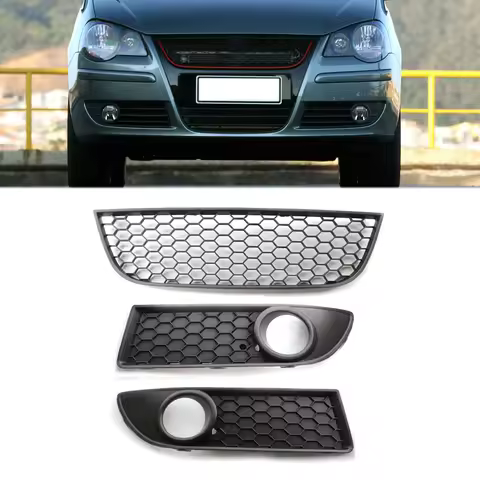 Car Fog Light Lamp Cover Bumper Grille Front Lower Bumper Center Grill For VW Polo MK4 9N3 2005-2009
