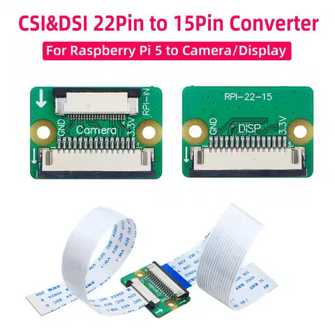 Raspberry Pi 5 22 Pin to 15 Pin CSI DSI Converter for RPI 5 Connect to Camera Display + 15Pin 22Pin 