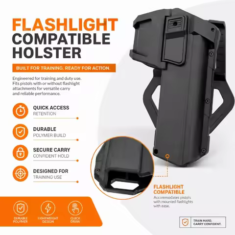 9mm .45 Simulation Model Waist Carry Case Quick Release Design With Lamp Slot Outdoor Game Training 