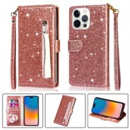 เคสหนัง PU เทียมแบบมีกลิตเตอร์, ซิป, ช่องใส่การ์ด, กรอบรูป, แม่เหล็ก, ฝาพับได้, เข้ากันได้กับ Air 17