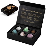 Aquarius Crystals Gift Set, Zodiac Signs Healing Crystals Birthstones with Horoscope Box Set Astrolo