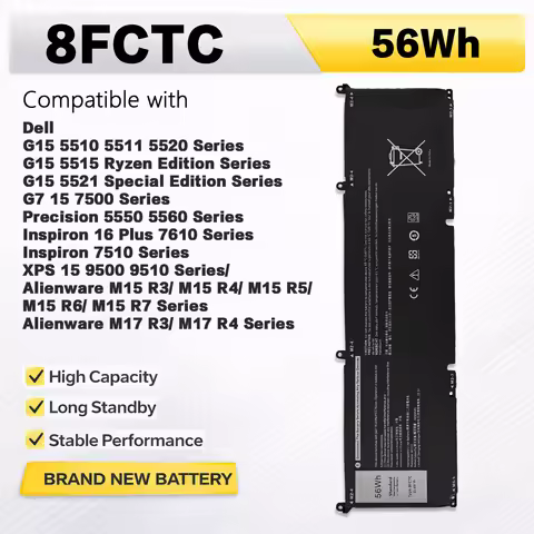 PowerHub 8FCTC Laptop Battery Compatible with DELL G15 5510 5511 5520 5515 5521 Series DELL XPS 15 9
