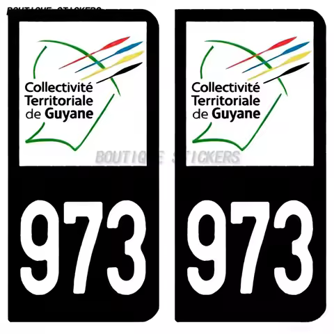 2Pcs exquisite 973-H Guyane - LT Carbone-Style License plate stickers, waterproof PVC stickers for c
