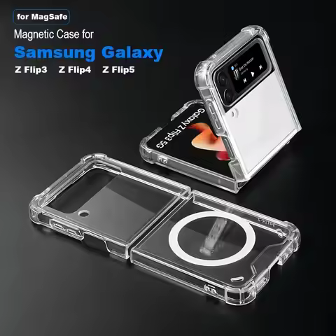 Galaxy Z Flip and Fold 3/4/5/6 Magnetic Case: Durable, Air-Cushioned, Transparent - Support Wireless