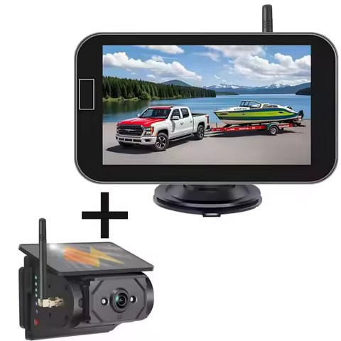 Solar/24V Blind Zone Car Camera 180° Android Monitor 7"Monitor Wireless AV Sender Truck Rooter Loade