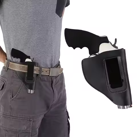 Tactical Concealed Revolver Holster Leather Belt Holster Hunting Handgun Case for RUGER LCR 101 S&W