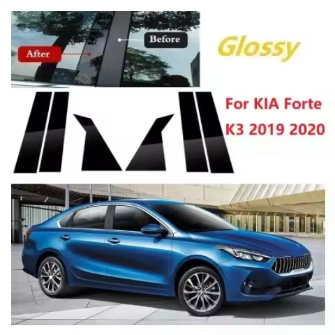 For Kia Forte K3 2011-2022 6PCS Window Trim Covers Center Film Column B C Pillar Posts Sticker Car A
