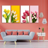 Hiasan Dinding Dekorasi Pajangan Flower Rumah Poster Walldecor Shabby Chic  Bunga Tulip Kuning Pink Pajangan Ruangan Kantor Ukuran Kecil Besar Rumah Vintage Warna Kuning PInk Merah Aesthetic Estetik Yang Bagus Cantik Ruang Keluarga Tamu Dapur Kitchen