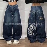 y2k jeans baggy jeans Printed Big Pockets Jeans - European American Streetwear | Hip-Hop Inspired | 