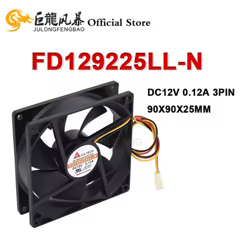 New Server Cooling Fan DC12V 0.12A New FD129225LL-N 3Pin 90x90x25MM