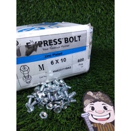 Iron Nut Bolts Iron Hexagon Nut Bolts M6X10 White P1.0 (Key 10)