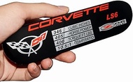 1Pc C5 ZO6 Corvette Spec Data ID Metal Plate Consoler Emblem 3D Badge Nameplate LS6 405HP 2002-2004 