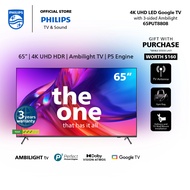 PHILIPS 4K UHD LED 65" Google TV | 3 Sided Ambilight | 65PUT8808/98 | Free Wallmount Installation worth $150