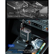 Retractable Car Charger, 4 in 1 Fast Charging Car Charger, USB C Retractable Cables and 2 Ports Car 