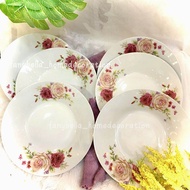 Piring Makan Keramik Cekung Full Shabby Chic Motif Bunga Mewah Import Prasmanan Set isi 6 Buah QUEEN